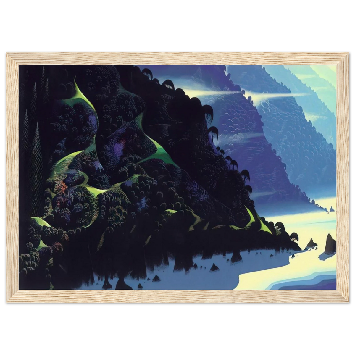 Blue Coastline Framed Poster | Eyvind Earle Framed Prints Wall Art | Eyvind Earle Prints