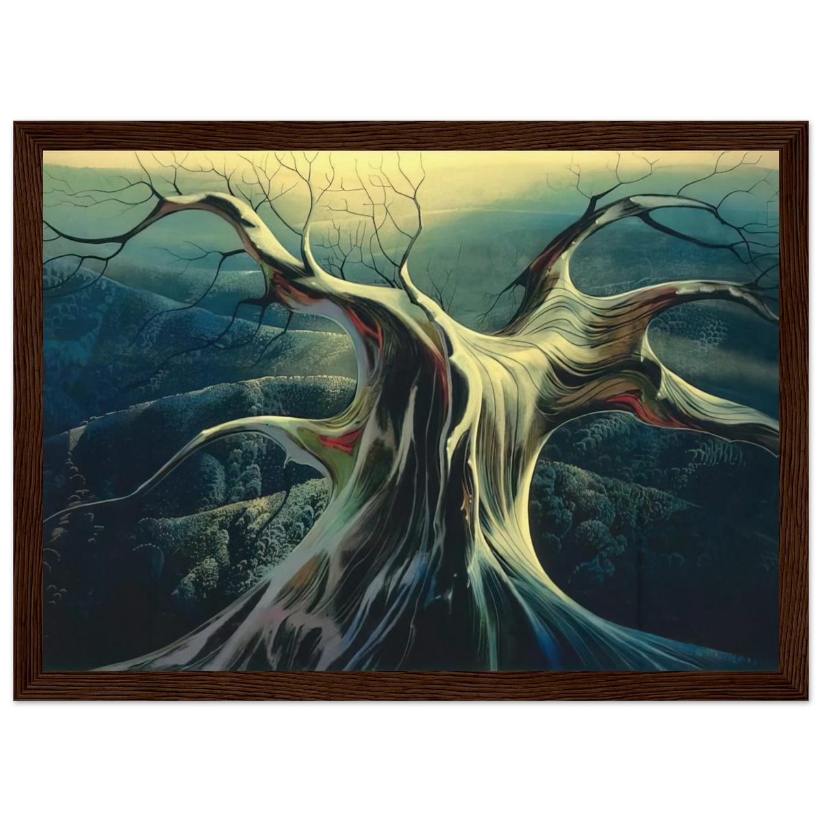 Moonlit Tree Trunk Framed Poster | Eyvind Earle Framed Prints Wall Art | Eyvind Earle Prints