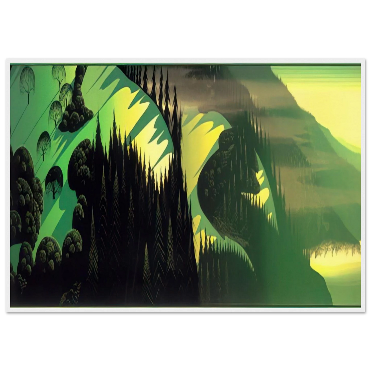 Three Pastures by the Sea Framed Poster | Eyvind Earle Framed Prints Wall Art | Eyvind Earle Prints