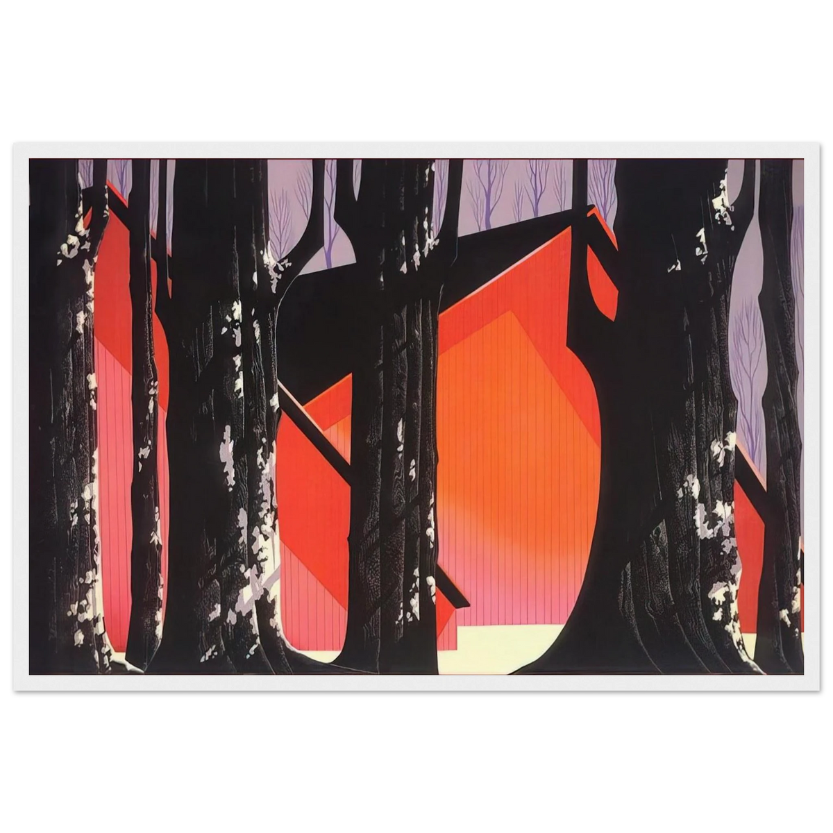Winter Barnyard Framed Poster | Eyvind Earle Framed Prints Wall Art | Eyvind Earle Prints