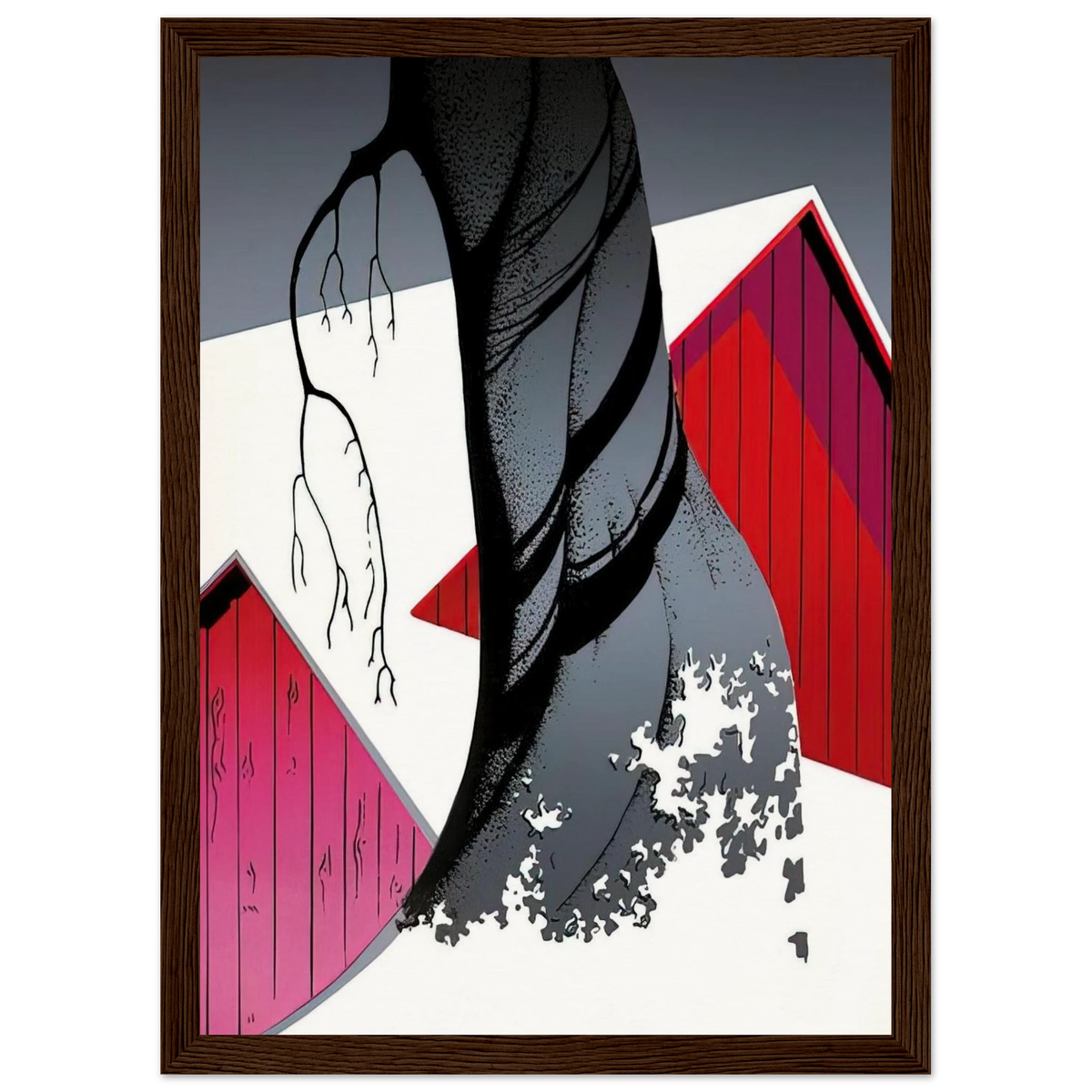 Red Barn and Grey Sky Framed Poster | Eyvind Earle Framed Prints Wall Art | Eyvind Earle Prints