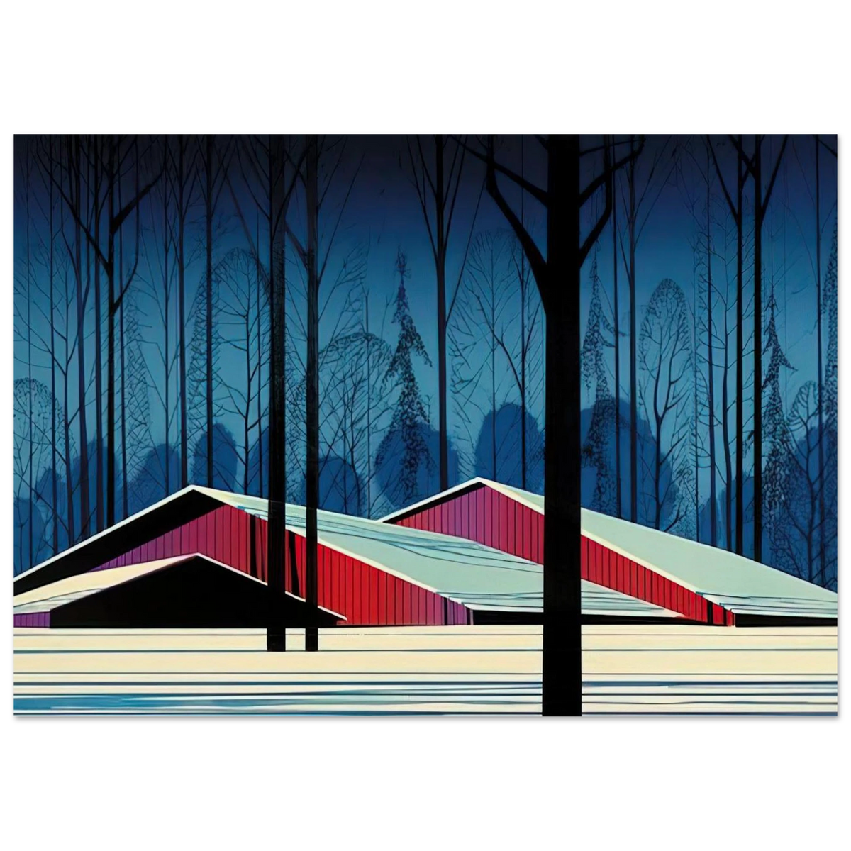 Winter Barns Poster | Eyvind Earle Poster | Eyvind Earle Prints