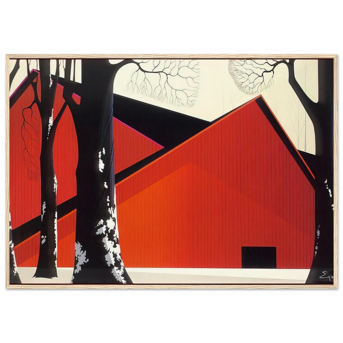 The Great Red Barn Framed Poster | Eyvind Earle Framed Prints Wall Art | Eyvind Earle Prints
