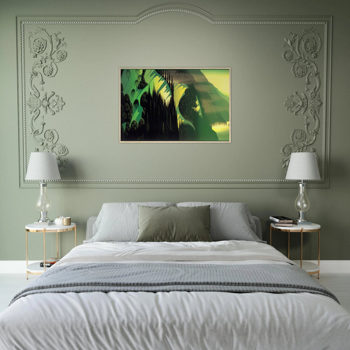 Three Pastures by the Sea Framed Poster | Eyvind Earle Framed Prints Wall Art | Eyvind Earle Prints