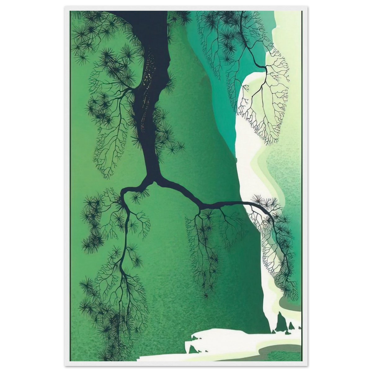 Sea Cliffs and Pine Branch Framed Poster | Eyvind Earle Framed Prints Wall Art | Eyvind Earle Prints
