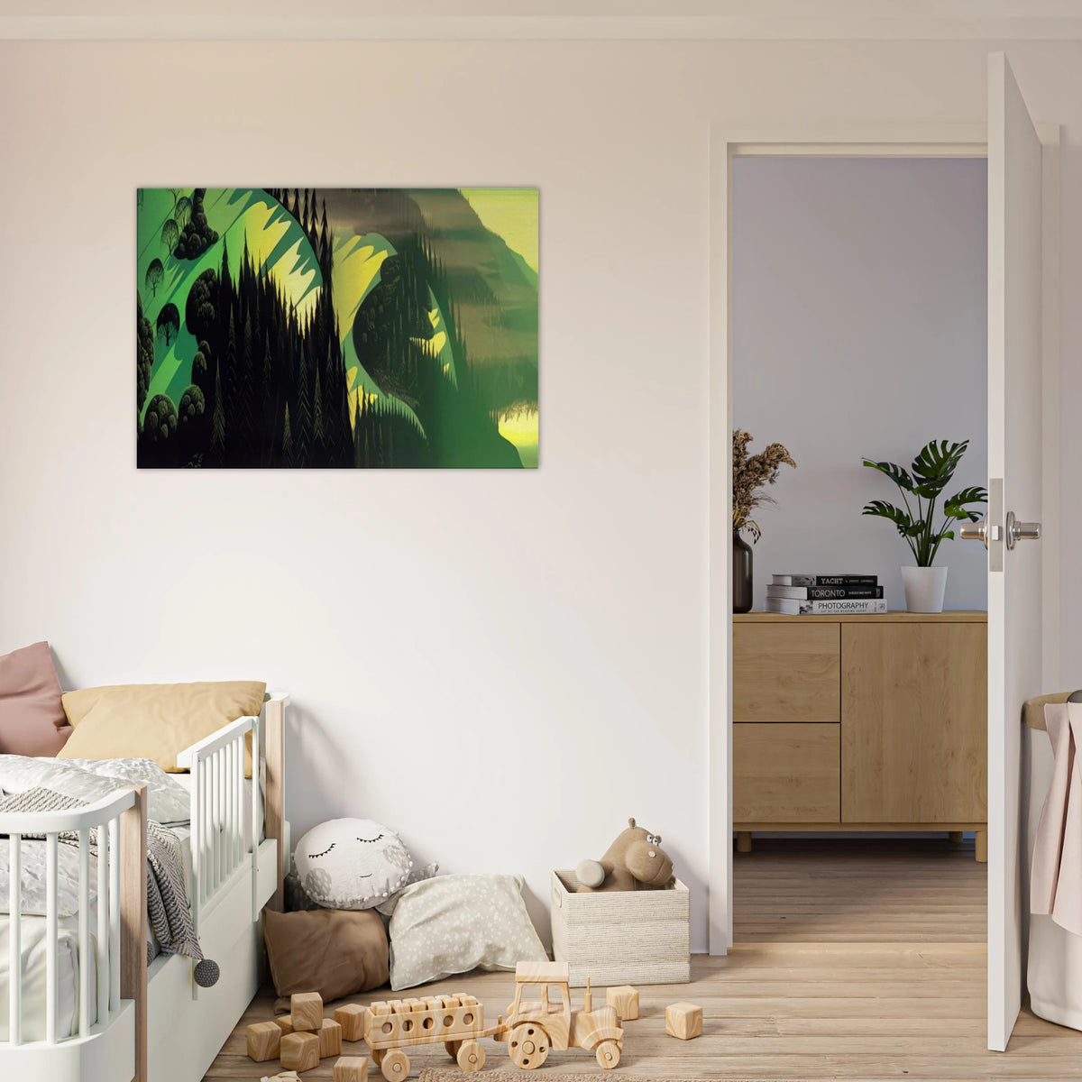 Three Pastures by the Sea Canvas | Eyvind Earle Canvas | Eyvind Earle Prints