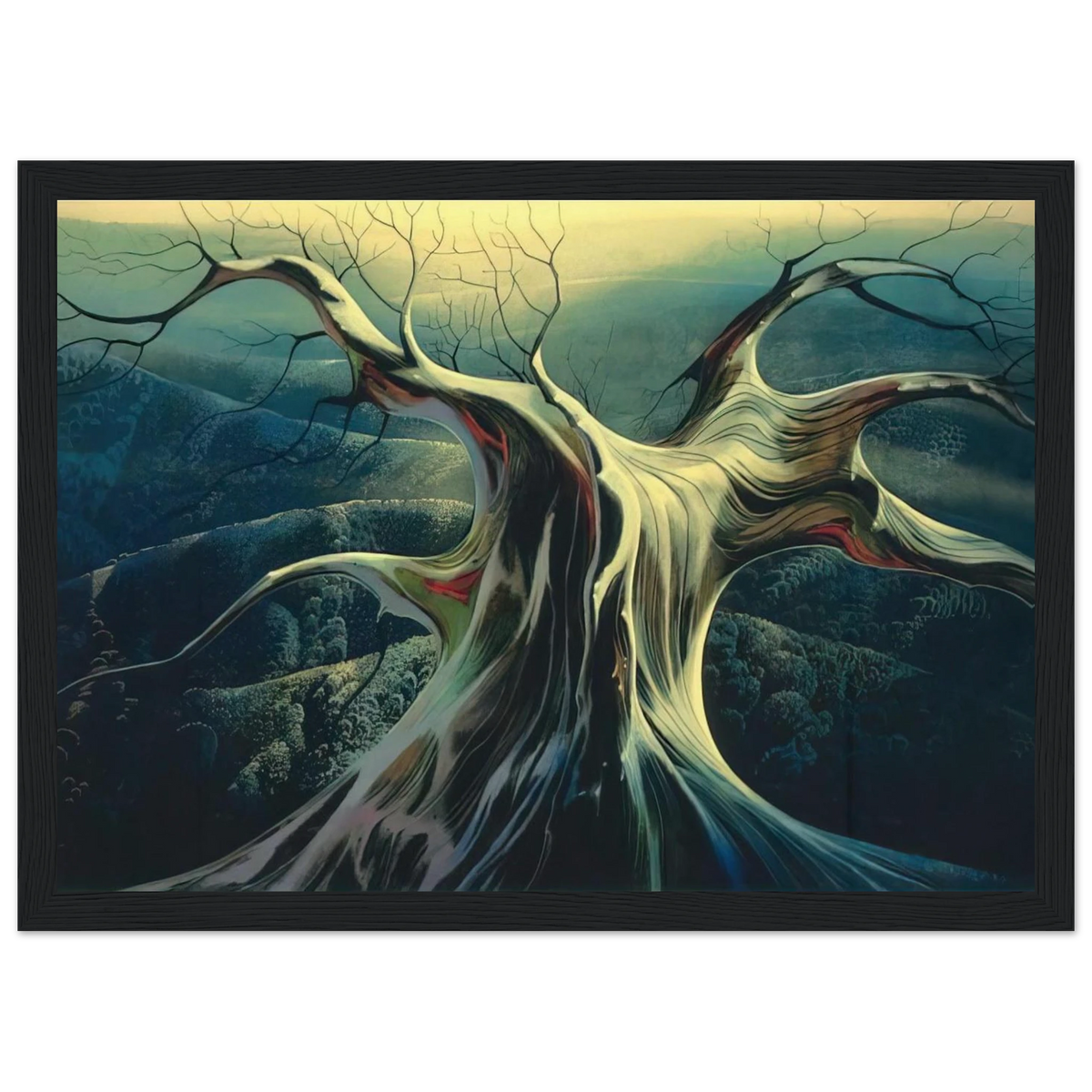 Moonlit Tree Trunk Framed Poster | Eyvind Earle Framed Prints Wall Art | Eyvind Earle Prints