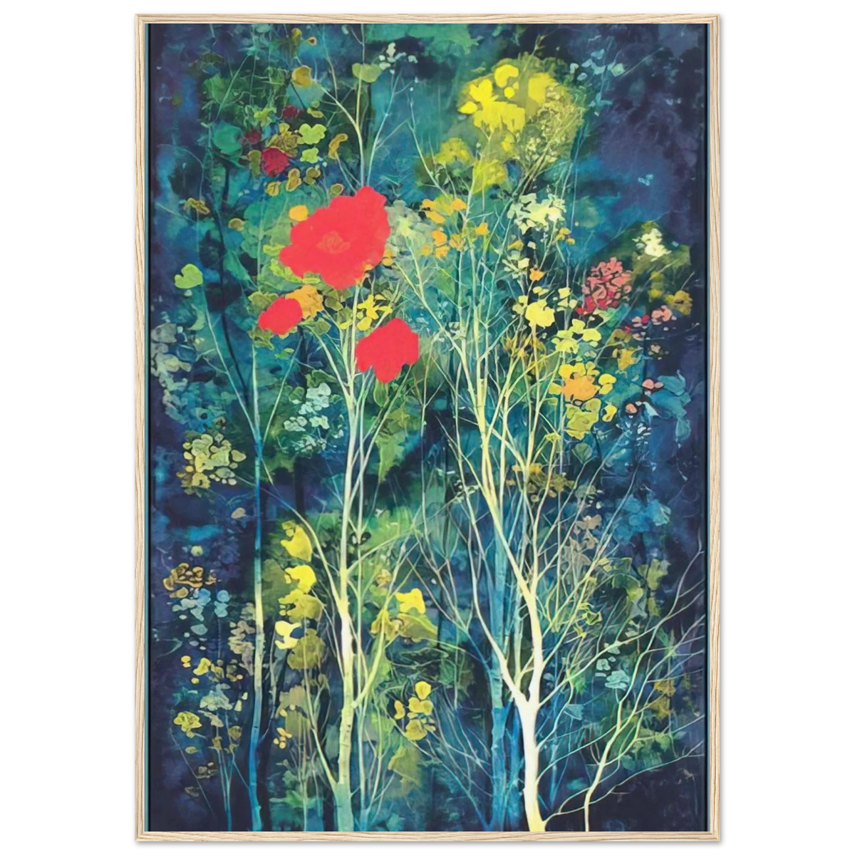 Poppies and Flowers Framed Poster | Eyvind Earle Framed Prints Wall Art | Eyvind Earle Prints