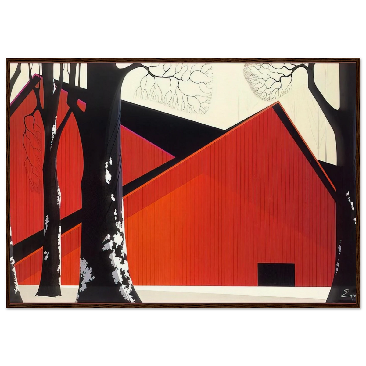 The Great Red Barn Framed Poster | Eyvind Earle Framed Prints Wall Art | Eyvind Earle Prints