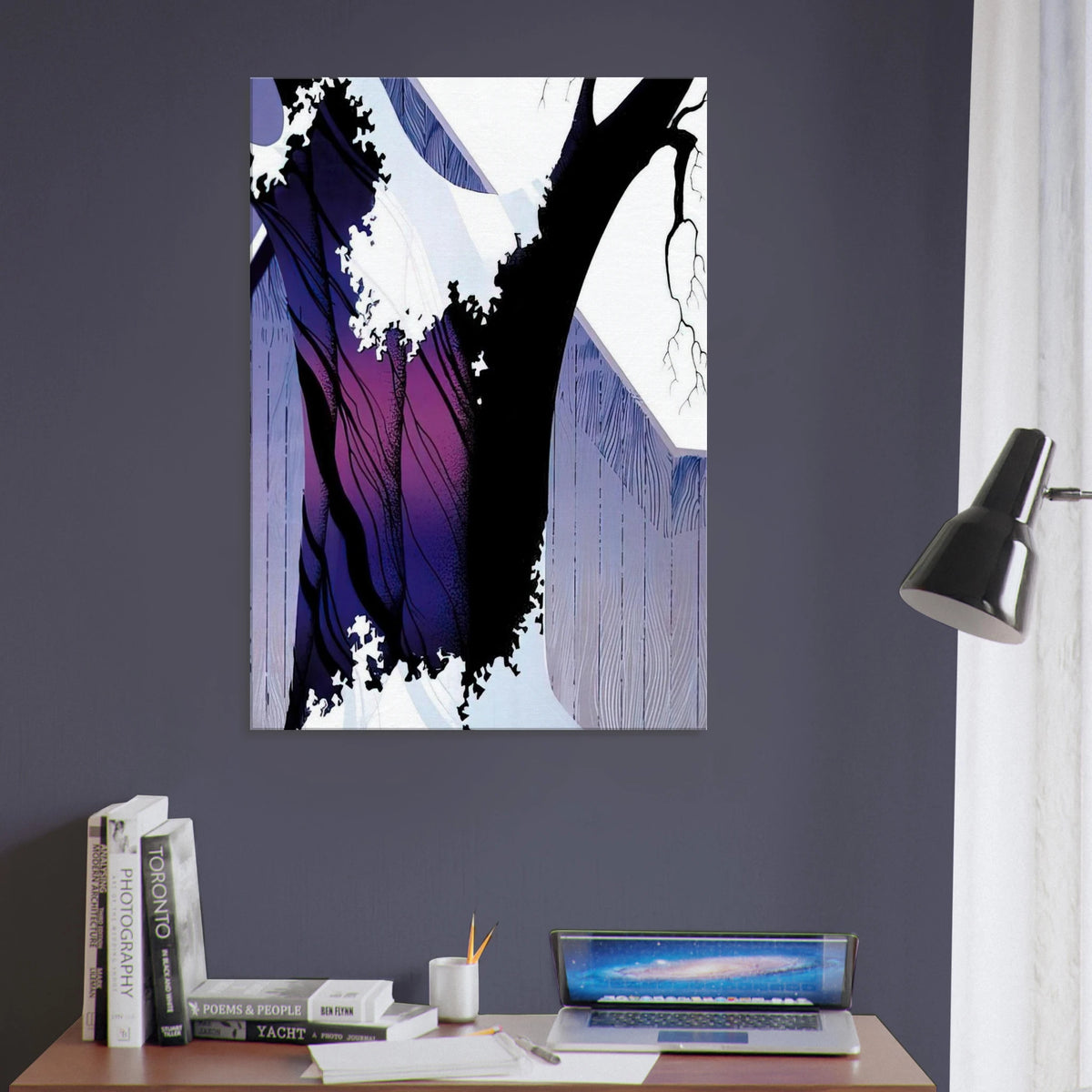 Violet Tree and Barn Canvas | Eyvind Earle Canvas | Eyvind Earle Prints