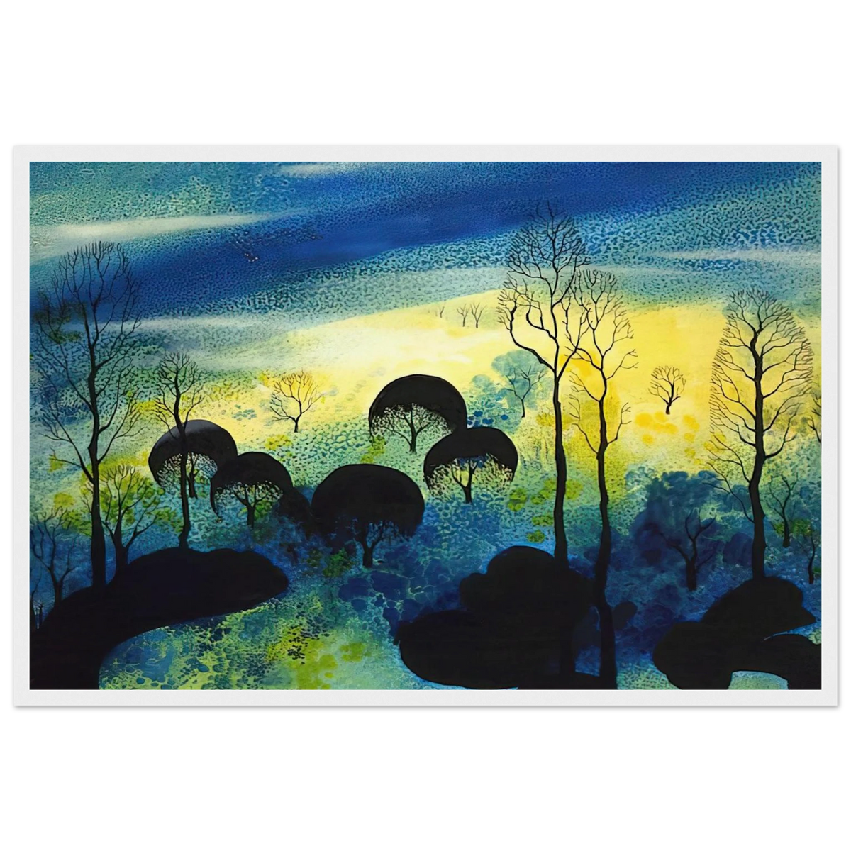 Pastures Through the Fog Framed Poster | Eyvind Earle Framed Prints Wall Art | Eyvind Earle Prints