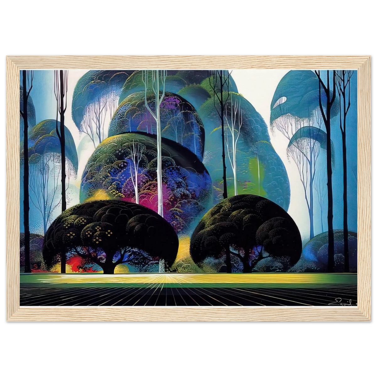 Green Forest Framed Poster | Eyvind Earle Framed Prints Wall Art | Eyvind Earle Prints