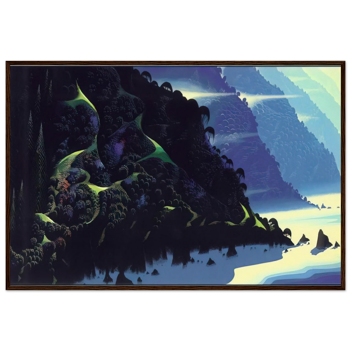 Blue Coastline Framed Poster | Eyvind Earle Framed Prints Wall Art | Eyvind Earle Prints