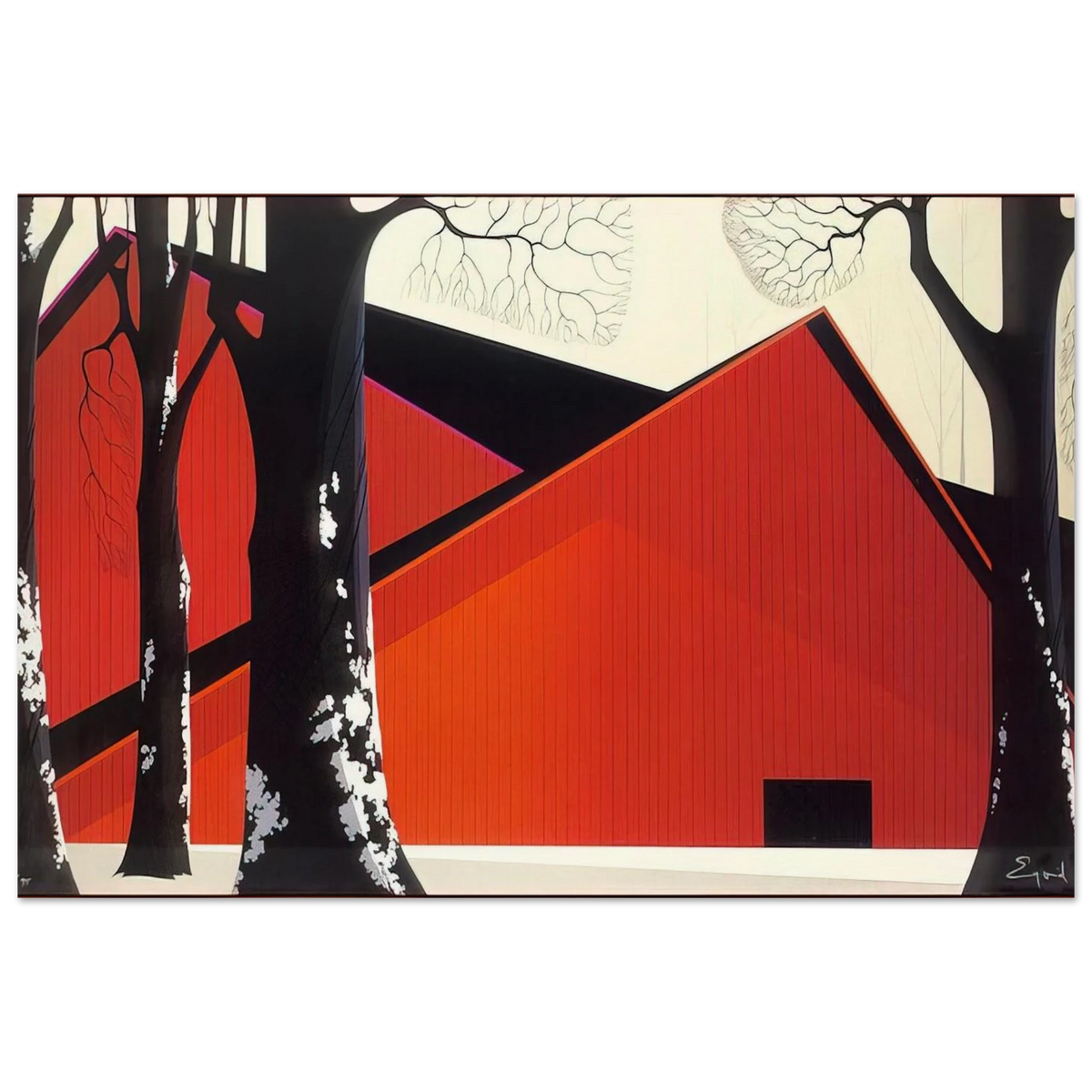 The Great Red Barn Poster | Eyvind Earle Poster | Eyvind Earle Prints