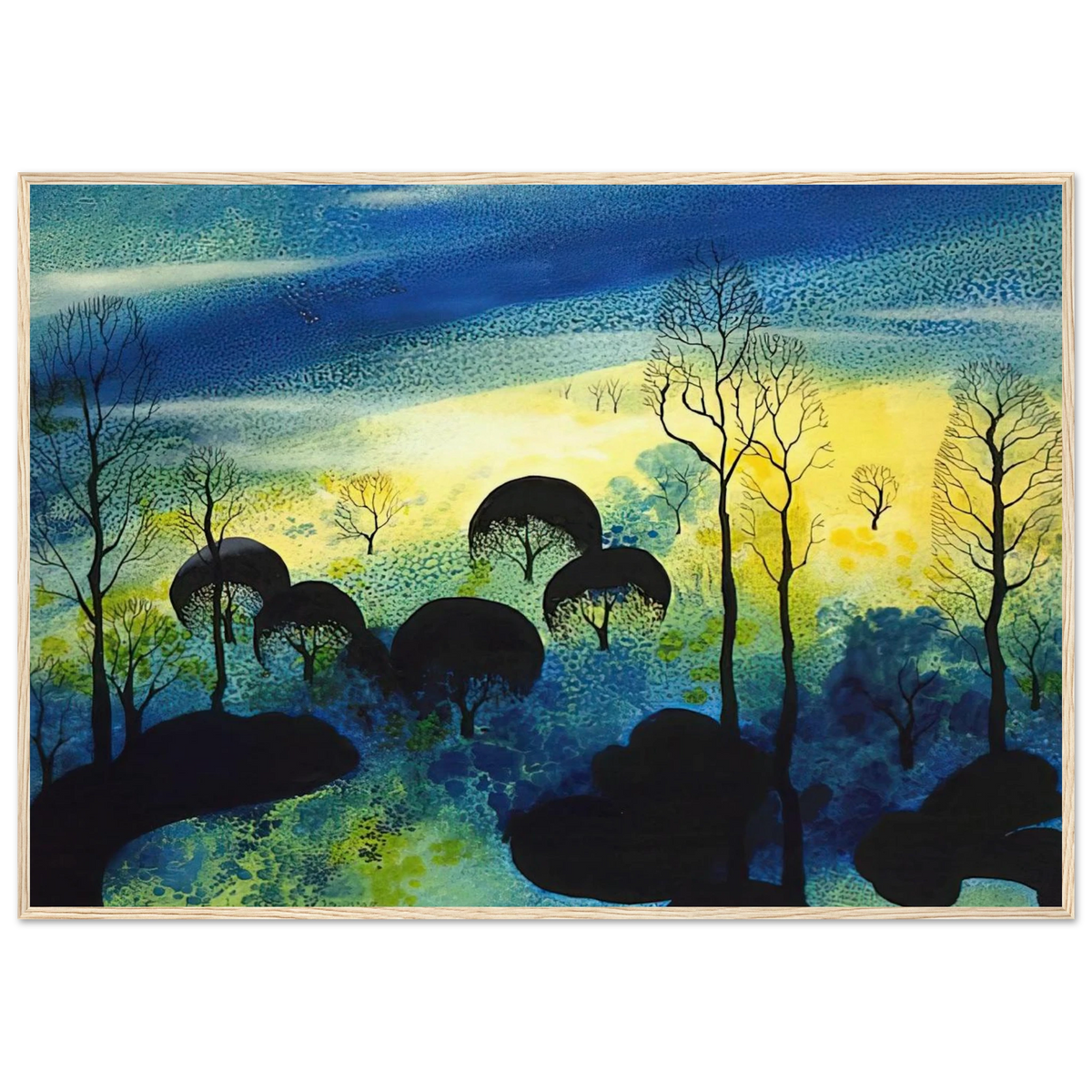 Pastures Through the Fog Framed Poster | Eyvind Earle Framed Prints Wall Art | Eyvind Earle Prints