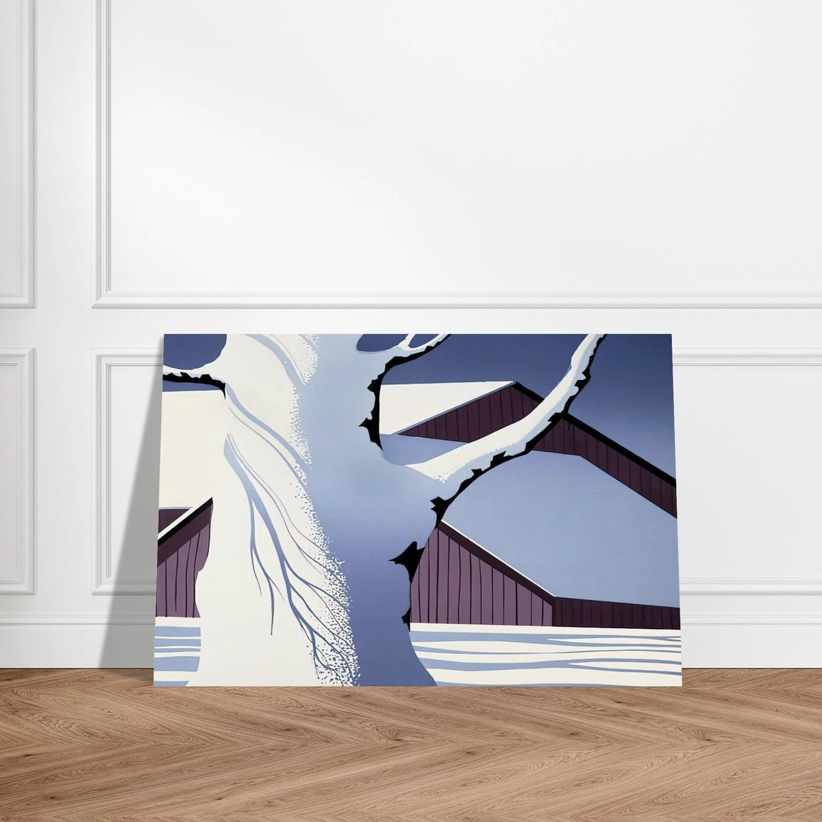 Red Barn and Tree Trunk Poster | Eyvind Earle Poster | Eyvind Earle Prints