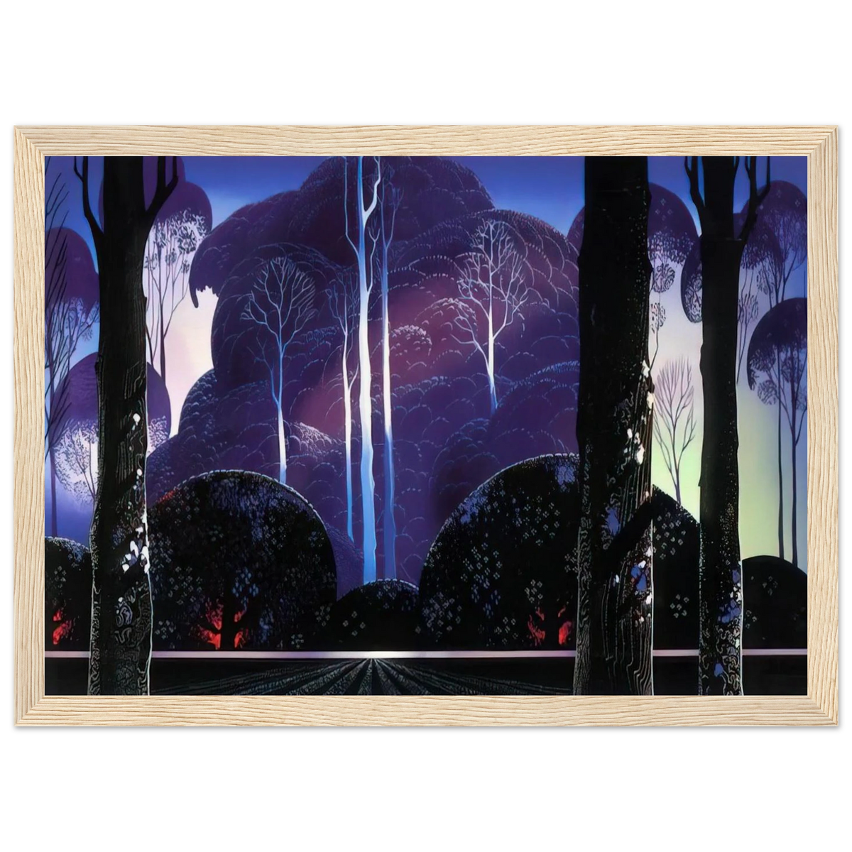 Purple Sunrise Framed Poster | Eyvind Earle Framed Prints Wall Art | Eyvind Earle Prints