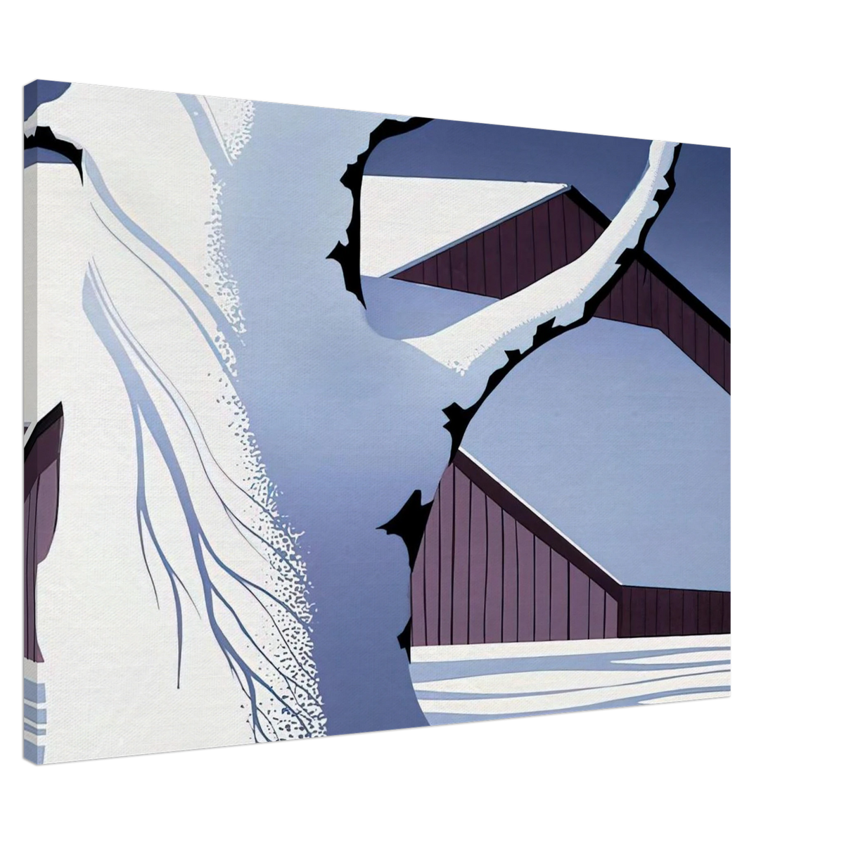 Red Barn and Tree Trunk Canvas | Eyvind Earle Canvas | Eyvind Earle Prints