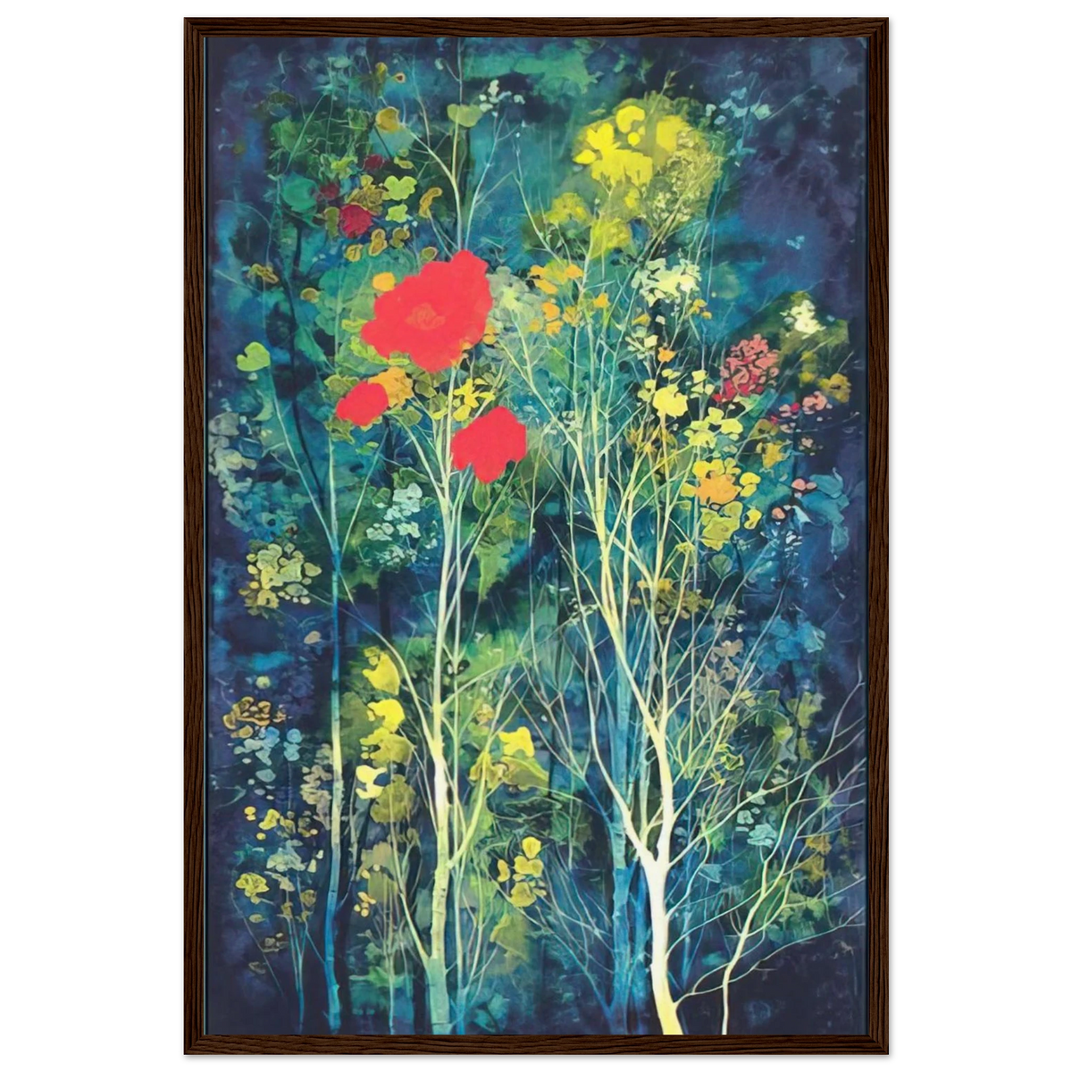 Poppies and Flowers Framed Poster | Eyvind Earle Framed Prints Wall Art | Eyvind Earle Prints