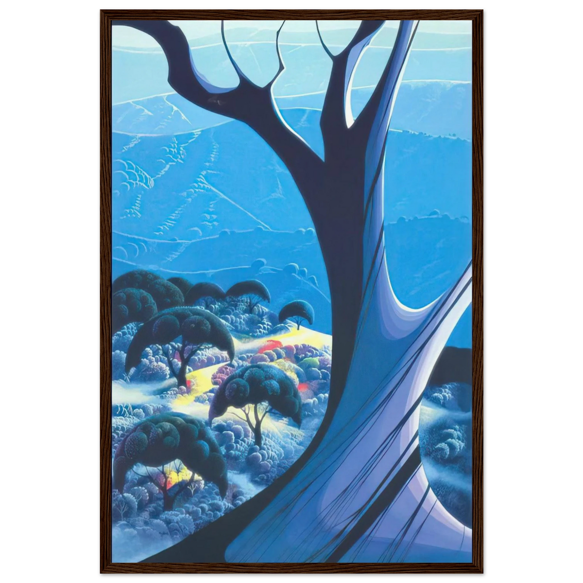 Purple Treeand Mountains Framed Poster | Eyvind Earle Framed Prints Wall Art | Eyvind Earle Prints