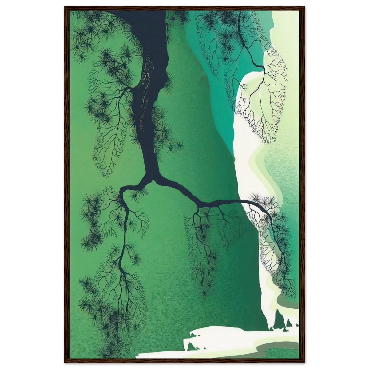 Sea Cliffs and Pine Branch Framed Poster | Eyvind Earle Framed Prints Wall Art | Eyvind Earle Prints