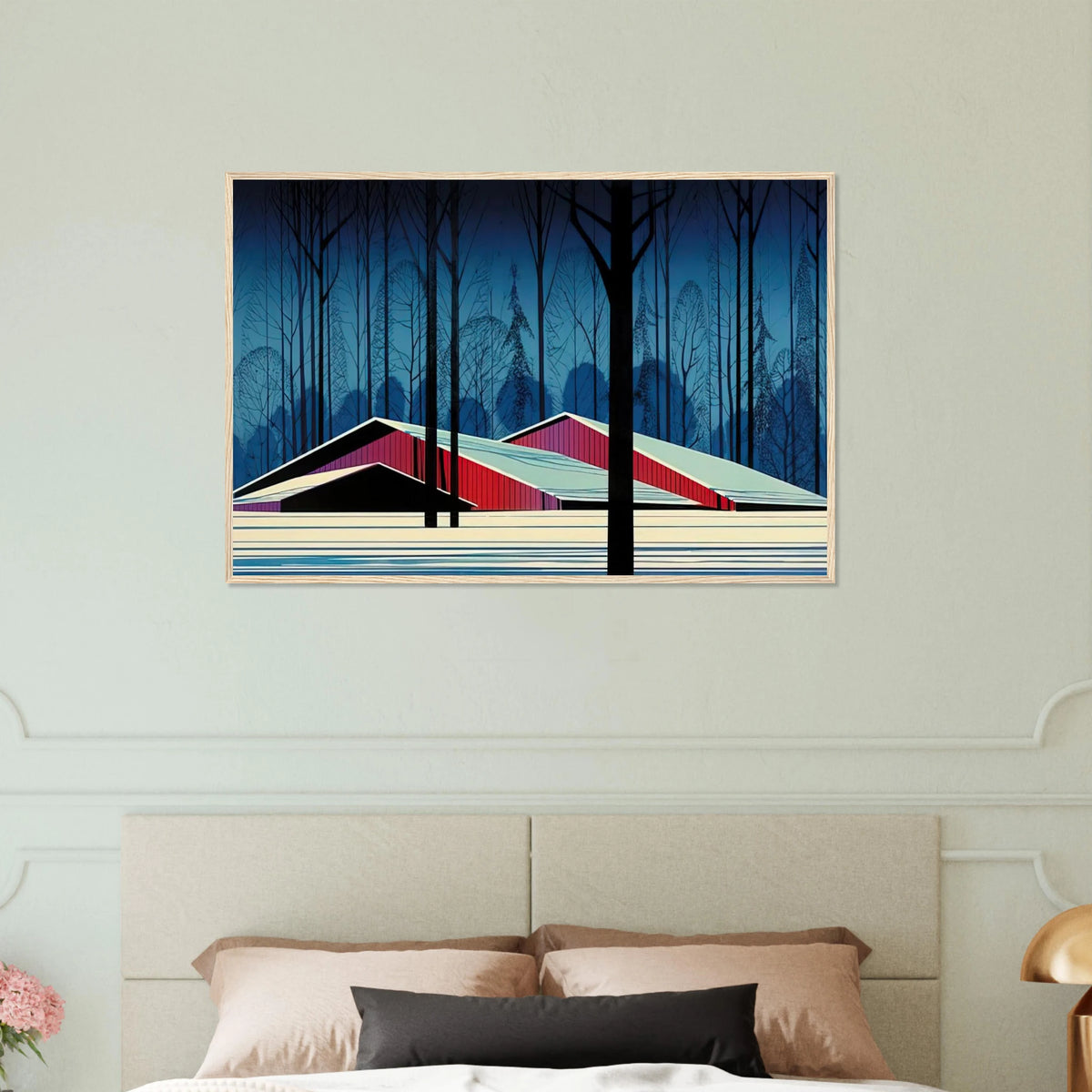 Winter Barns Framed Poster | Eyvind Earle Framed Prints Wall Art | Eyvind Earle Prints