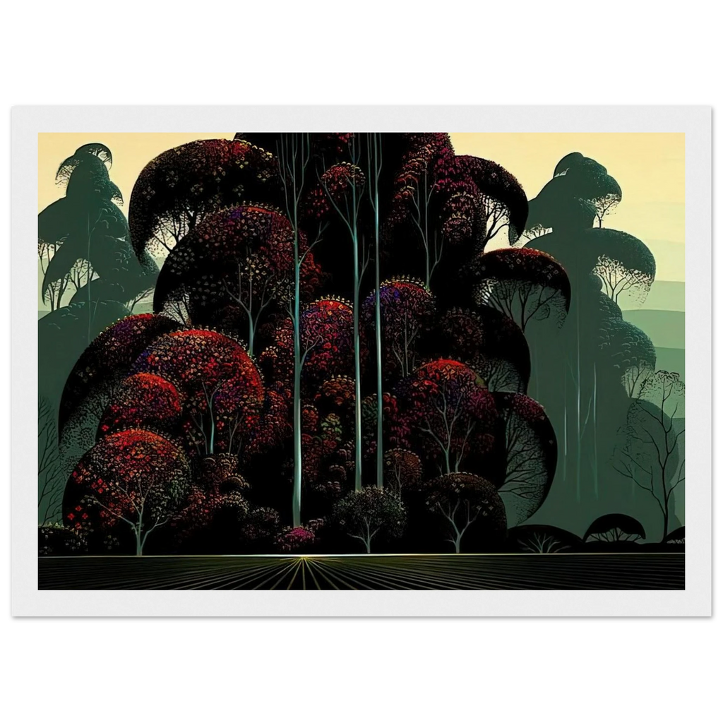 Crimson Autumn Framed Poster | Eyvind Earle Framed Prints Wall Art | Eyvind Earle Prints