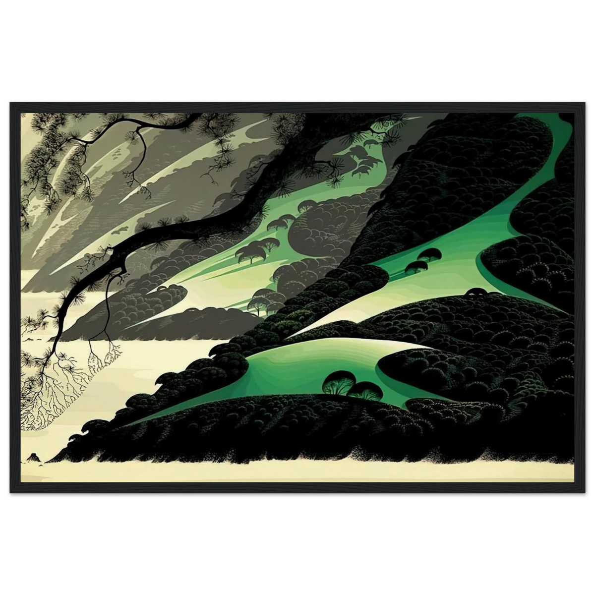 Green Big Sur Framed Poster | Eyvind Earle Framed Prints Wall Art | Eyvind Earle Prints