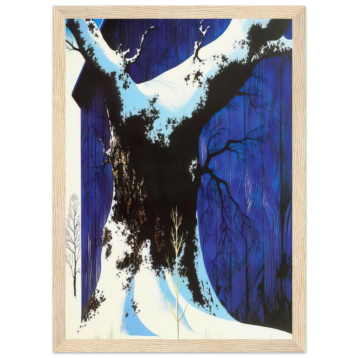Blue Barn and Snow Framed Poster | Eyvind Earle Framed Prints Wall Art | Eyvind Earle Prints