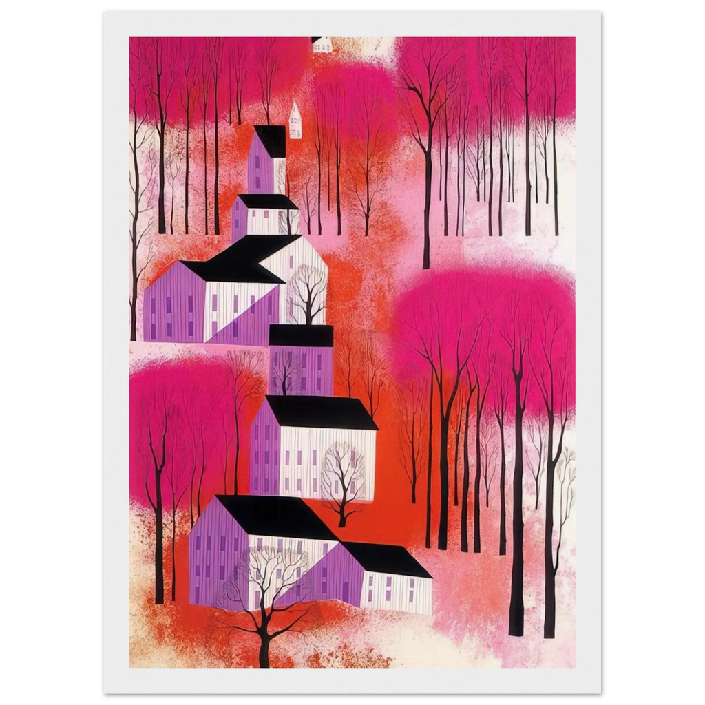 Autumn Sunset Framed Poster | Eyvind Earle Framed Prints Wall Art | Eyvind Earle Prints