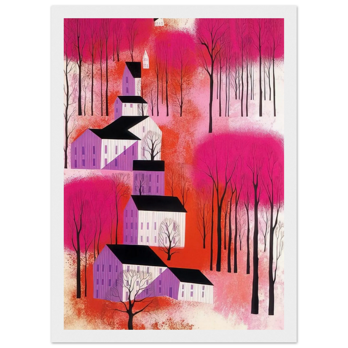 Autumn Sunset Framed Poster | Eyvind Earle Framed Prints Wall Art | Eyvind Earle Prints