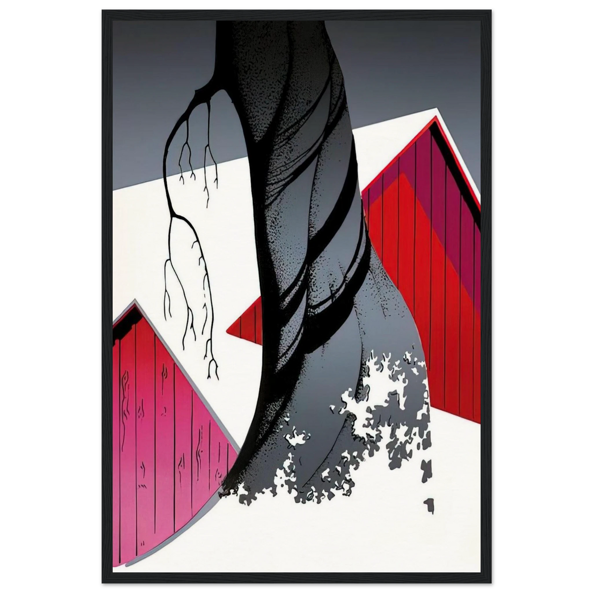 Red Barn and Grey Sky Framed Poster | Eyvind Earle Framed Prints Wall Art | Eyvind Earle Prints
