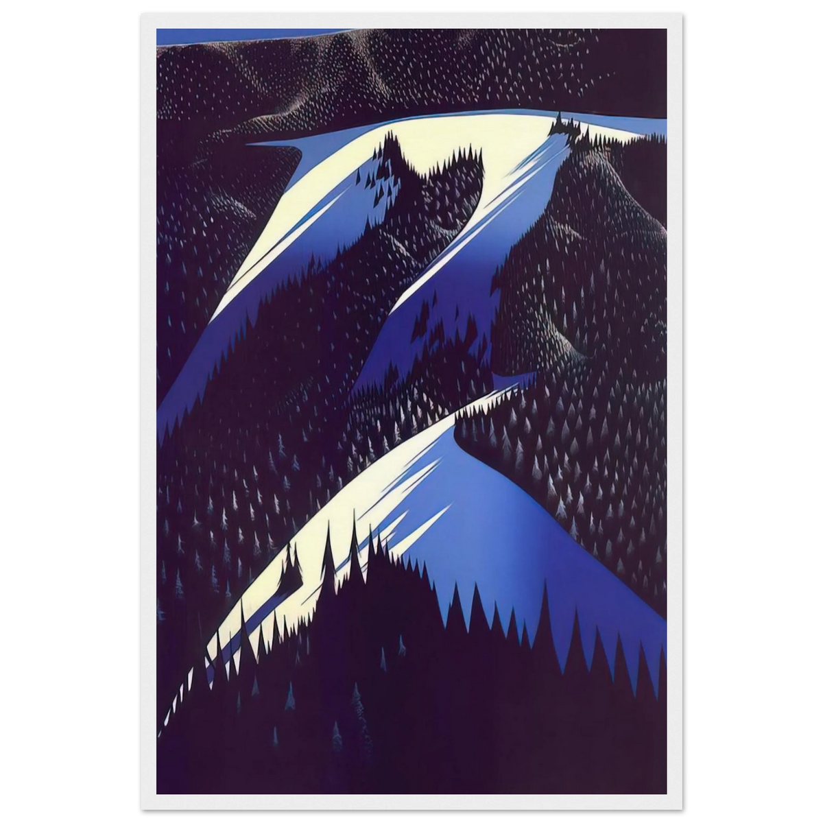 Black Evergreen Forest Framed Poster | Eyvind Earle Framed Prints Wall Art | Eyvind Earle Prints