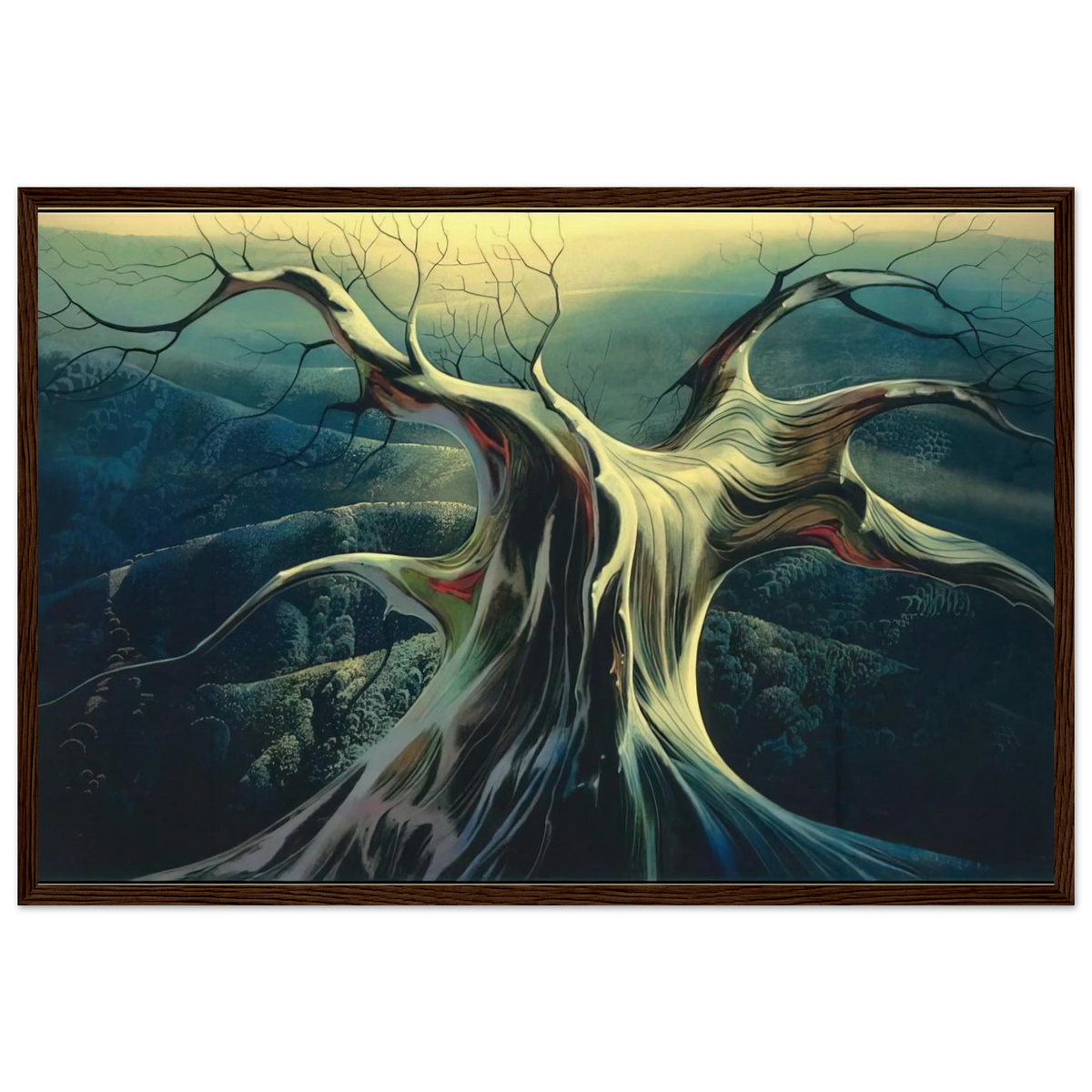 Moonlit Tree Trunk Framed Poster | Eyvind Earle Framed Prints Wall Art | Eyvind Earle Prints