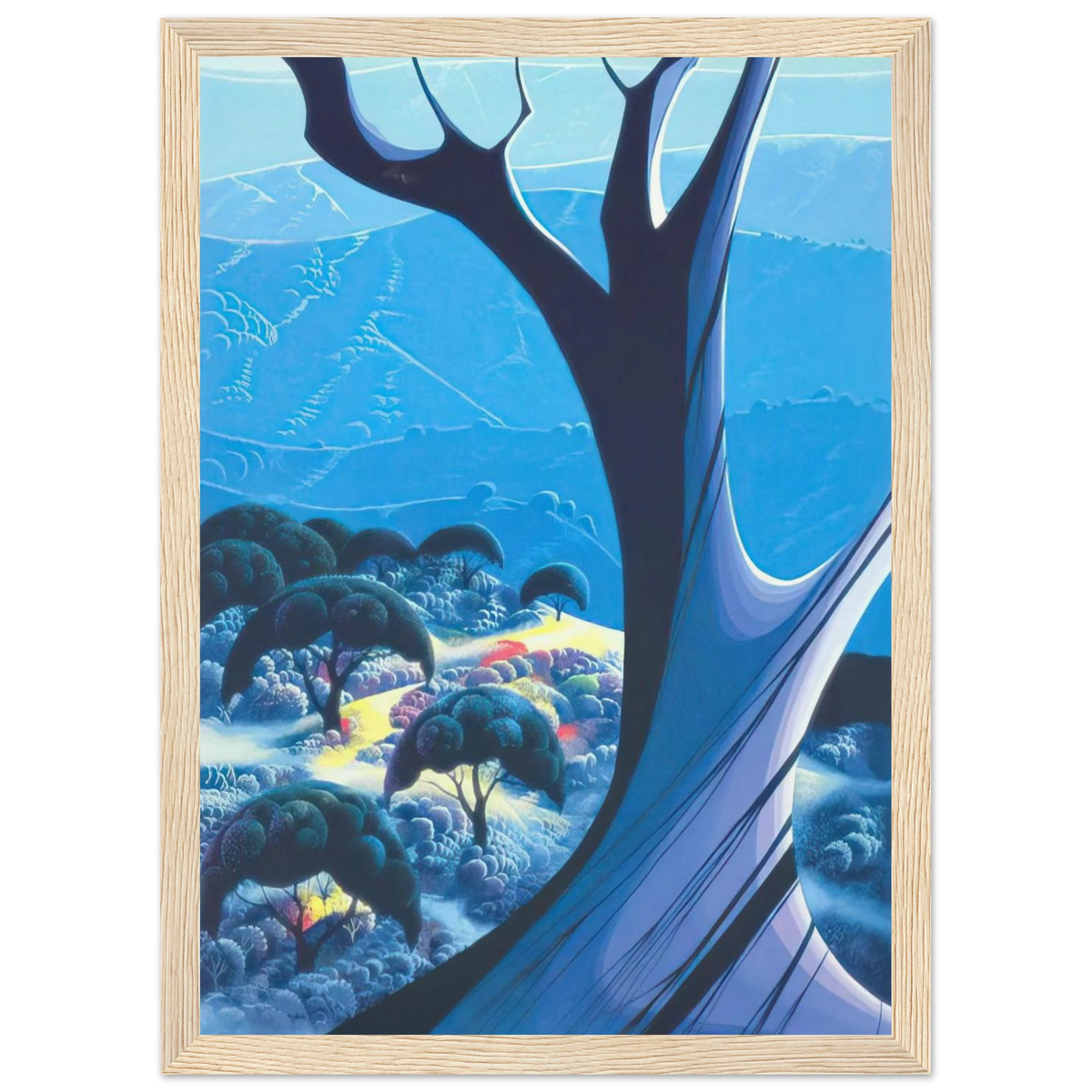 Purple Treeand Mountains Framed Poster | Eyvind Earle Framed Prints Wall Art | Eyvind Earle Prints