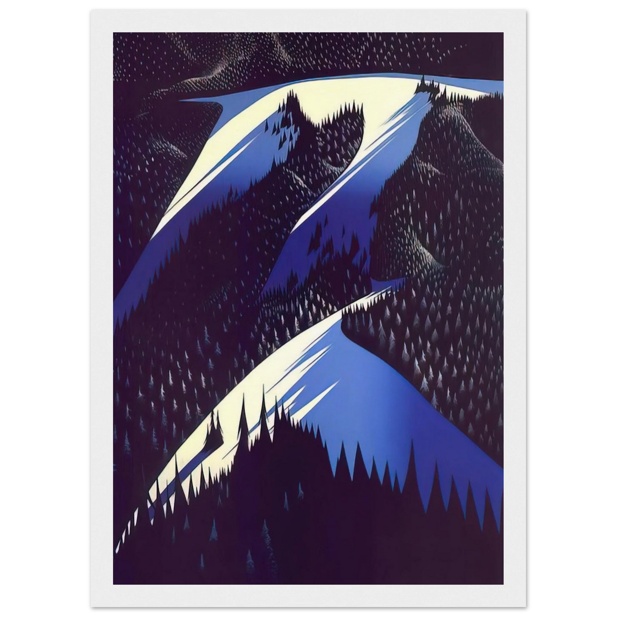 Black Evergreen Forest Framed Poster | Eyvind Earle Framed Prints Wall Art | Eyvind Earle Prints