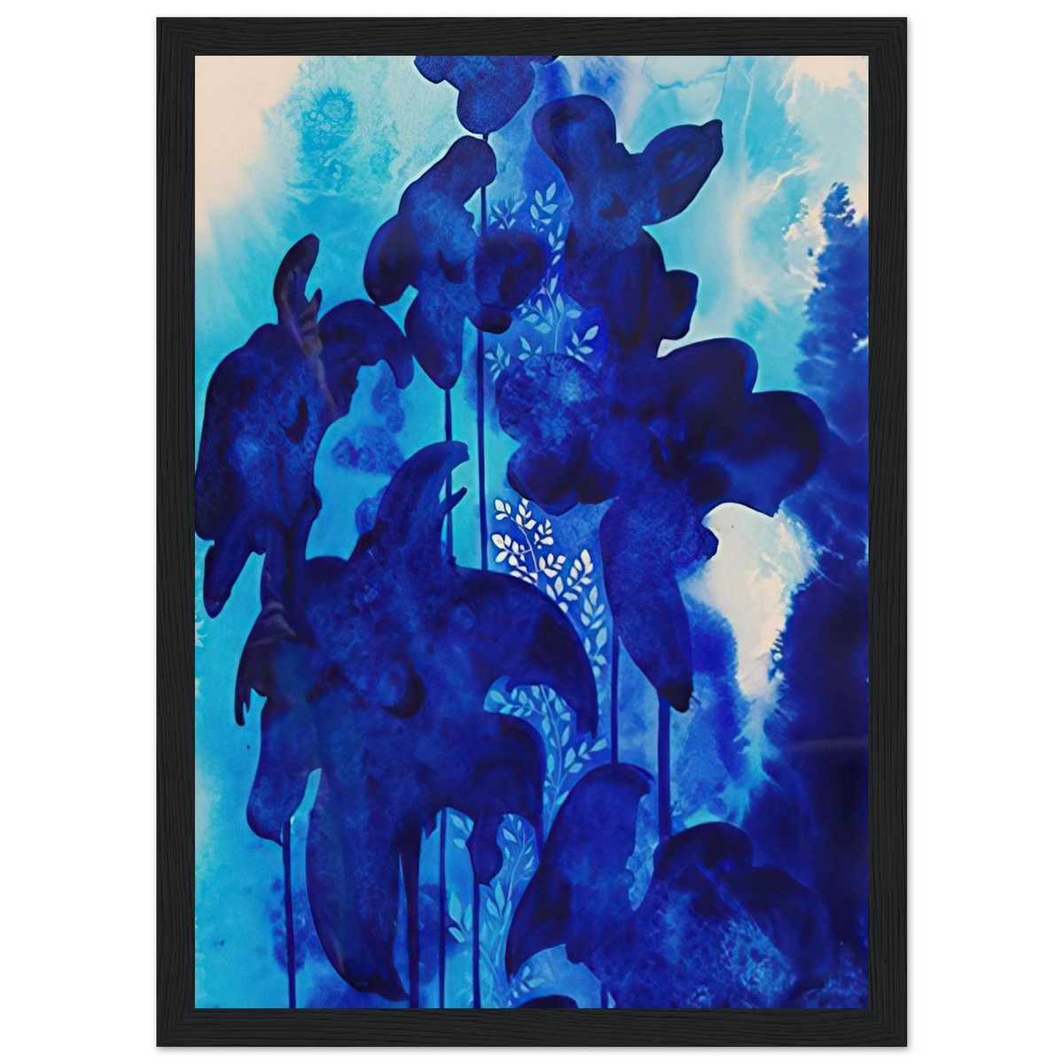 Blue Floral Framed Poster | Eyvind Earle Framed Prints Wall Art | Eyvind Earle Prints
