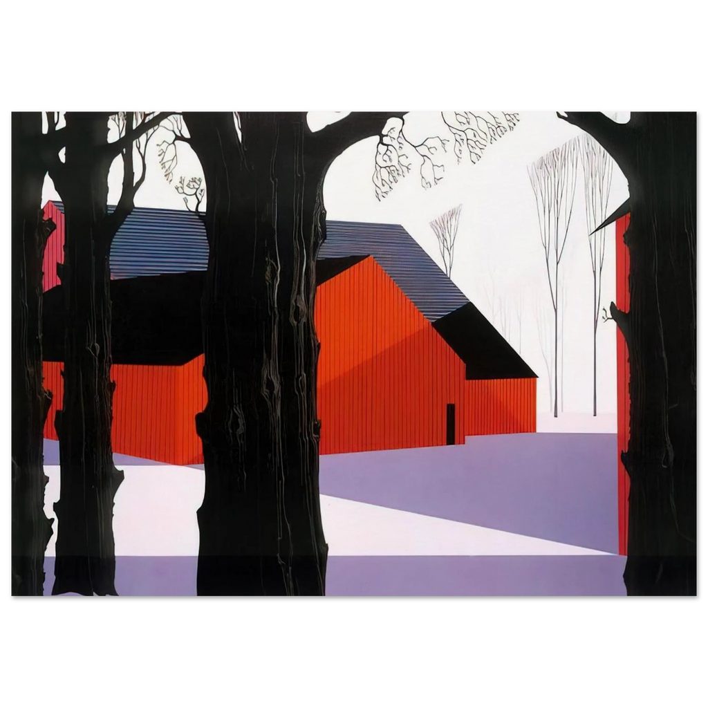 Red Barn Poster | Eyvind Earle Poster | Eyvind Earle Prints