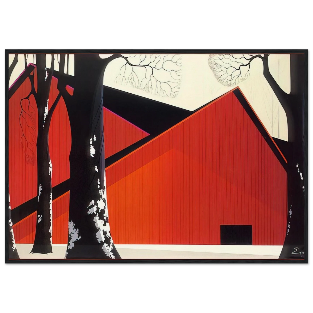 The Great Red Barn Framed Poster | Eyvind Earle Framed Prints Wall Art | Eyvind Earle Prints