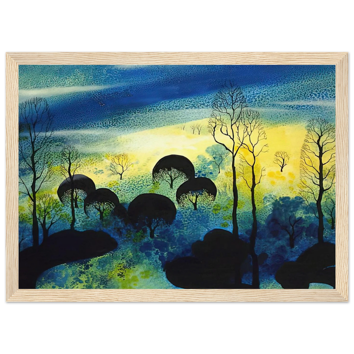 Pastures Through the Fog Framed Poster | Eyvind Earle Framed Prints Wall Art | Eyvind Earle Prints