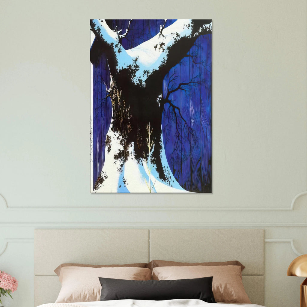 Blue Barn and Snow Canvas | Eyvind Earle Canvas | Eyvind Earle Prints