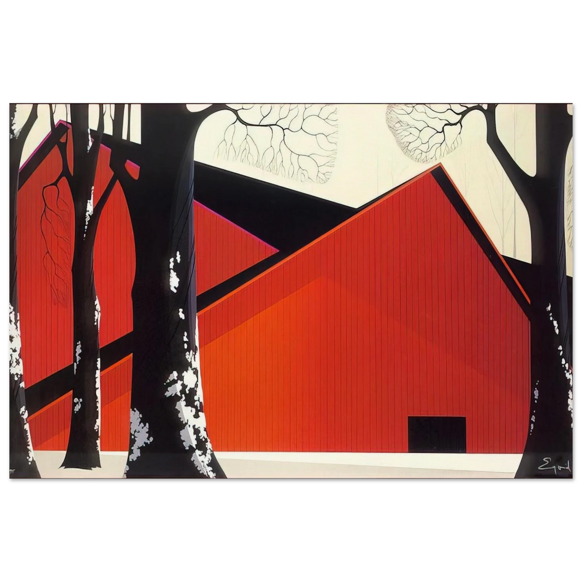 The Great Red Barn Poster | Eyvind Earle Poster | Eyvind Earle Prints