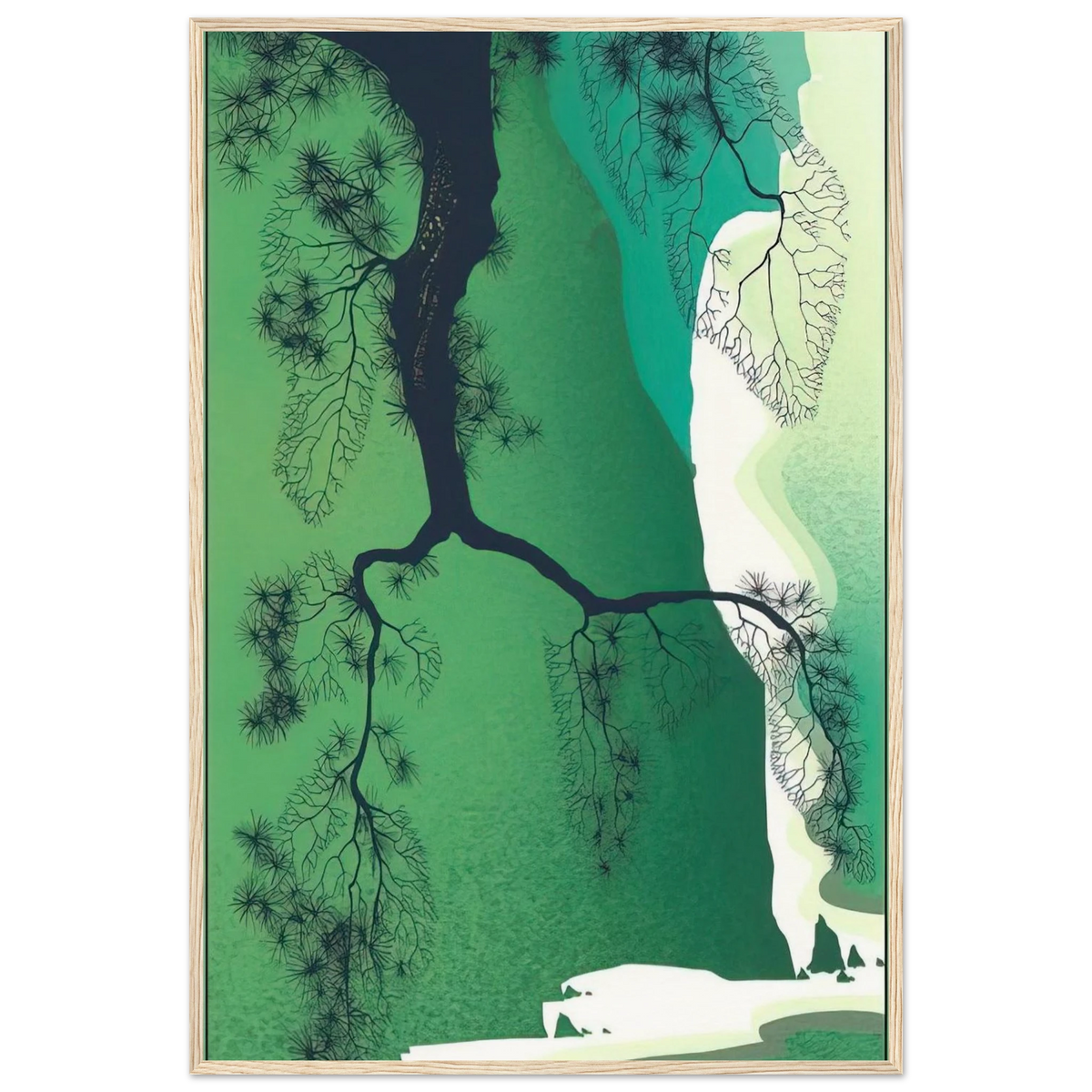 Sea Cliffs and Pine Branch Framed Poster | Eyvind Earle Framed Prints Wall Art | Eyvind Earle Prints