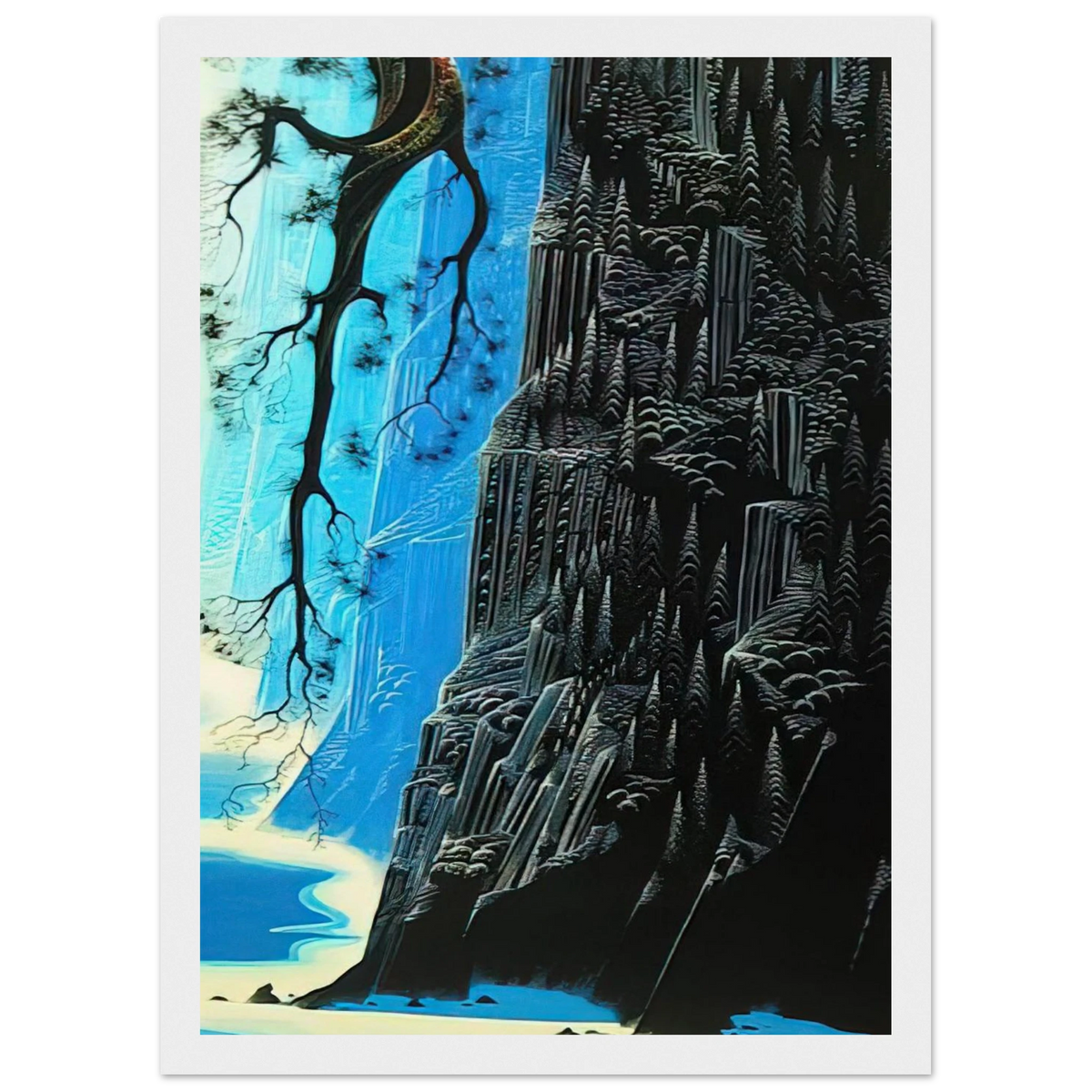Cliffs Ascending Framed Poster | Eyvind Earle Framed Prints Wall Art | Eyvind Earle Prints