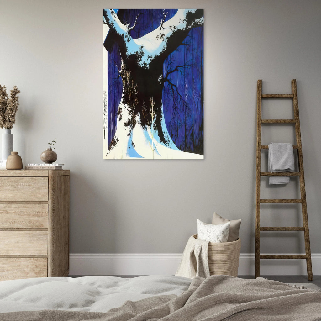 Blue Barn and Snow Poster | Eyvind Earle Poster | Eyvind Earle Prints
