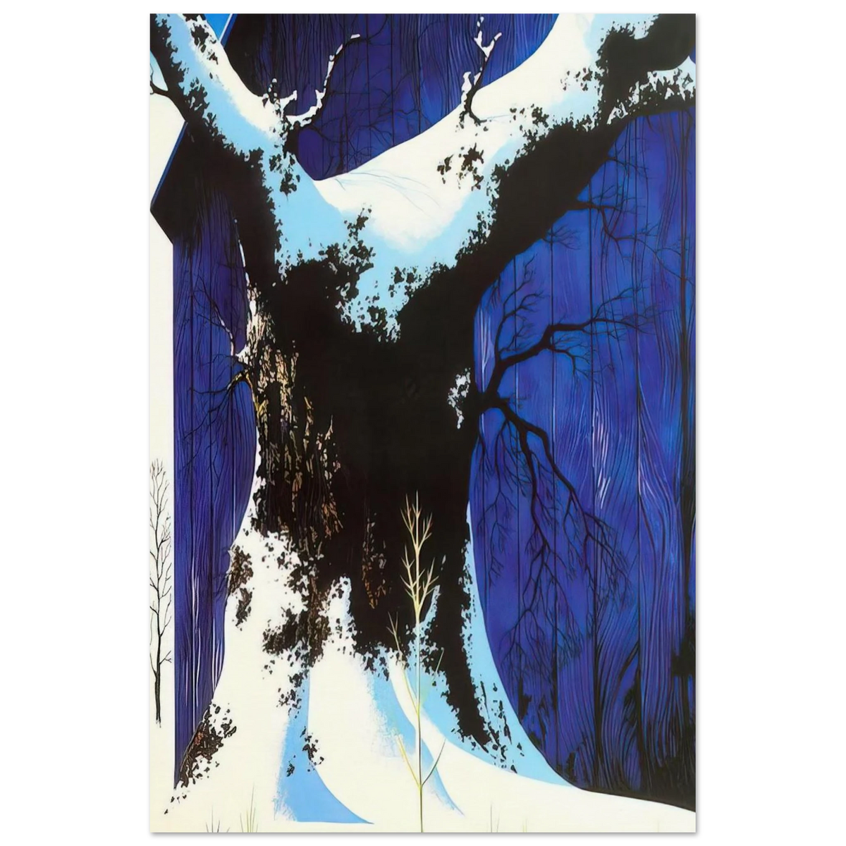 Blue Barn and Snow Poster | Eyvind Earle Poster | Eyvind Earle Prints