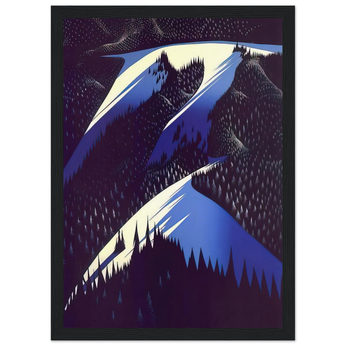 Black Evergreen Forest Framed Poster | Eyvind Earle Framed Prints Wall Art | Eyvind Earle Prints