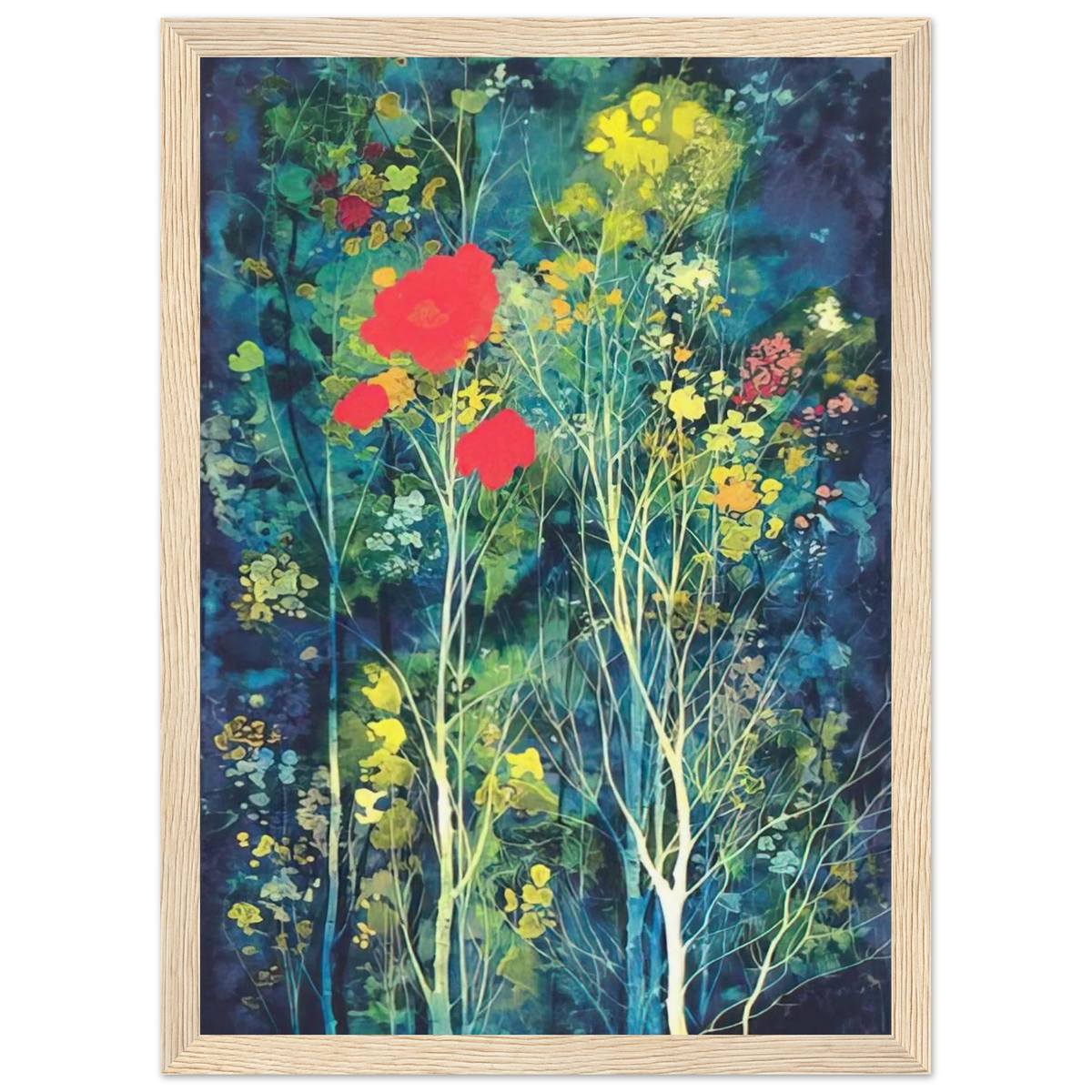 Poppies and Flowers Framed Poster | Eyvind Earle Framed Prints Wall Art | Eyvind Earle Prints