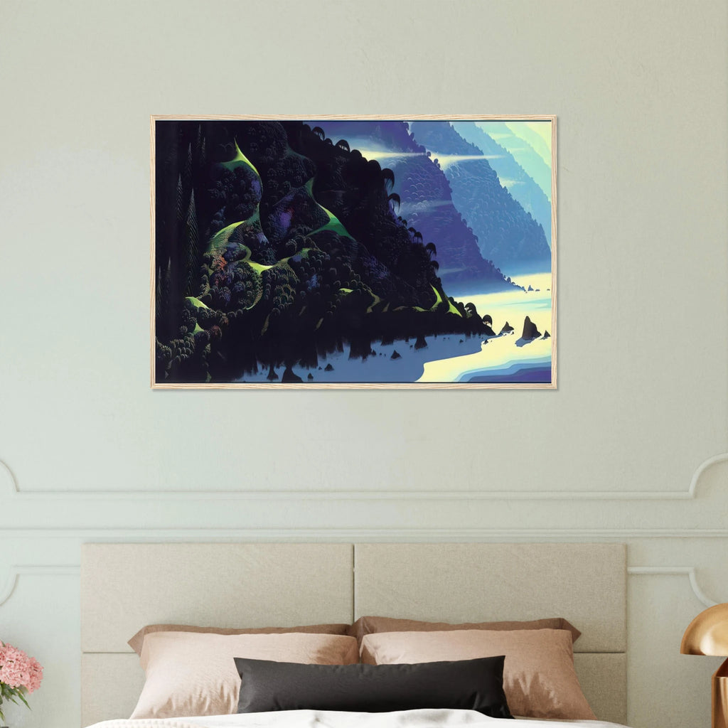 Blue Coastline Framed Poster | Eyvind Earle Framed Prints Wall Art | Eyvind Earle Prints