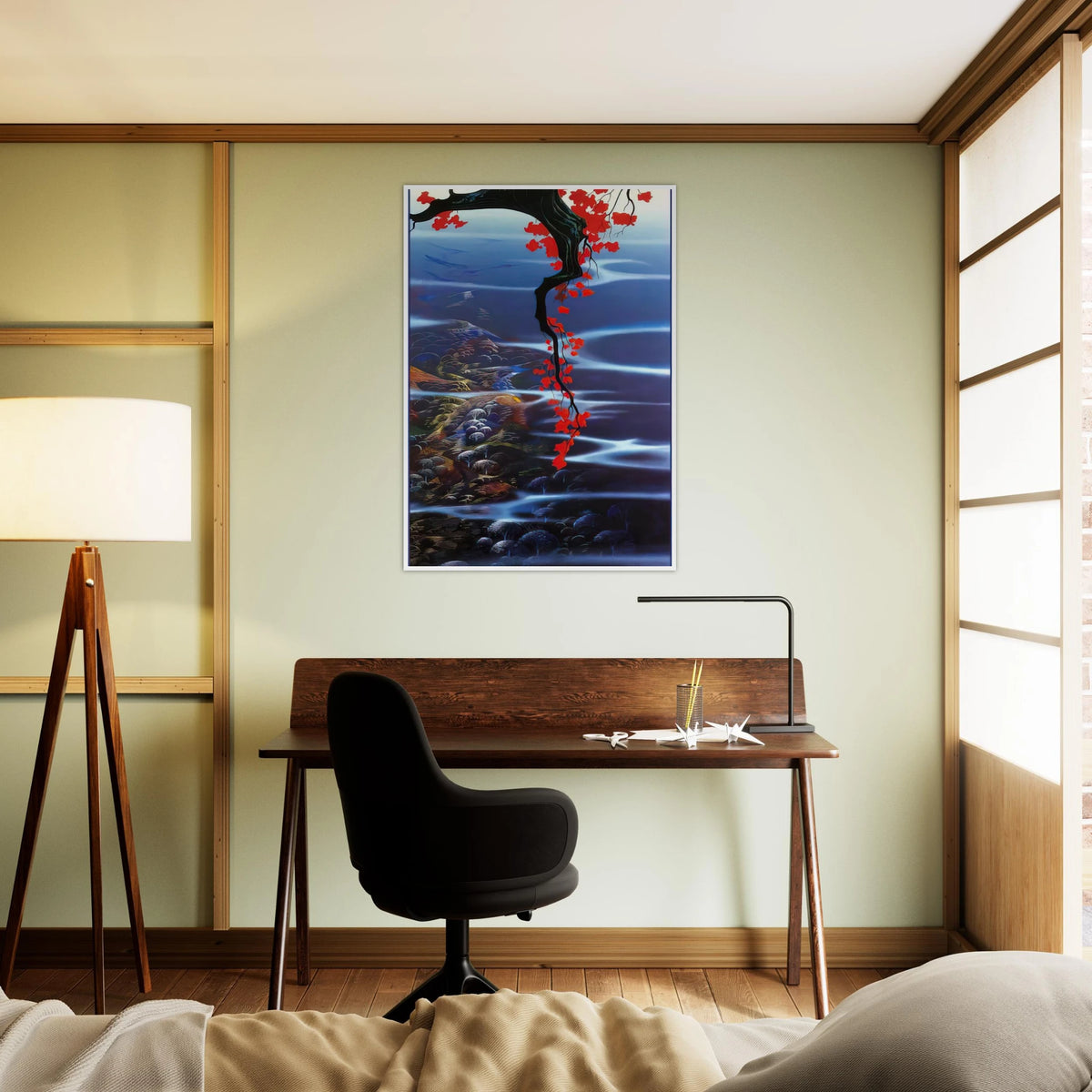 Red Leaves Framed Poster | Eyvind Earle Framed Prints Wall Art | Eyvind Earle Prints